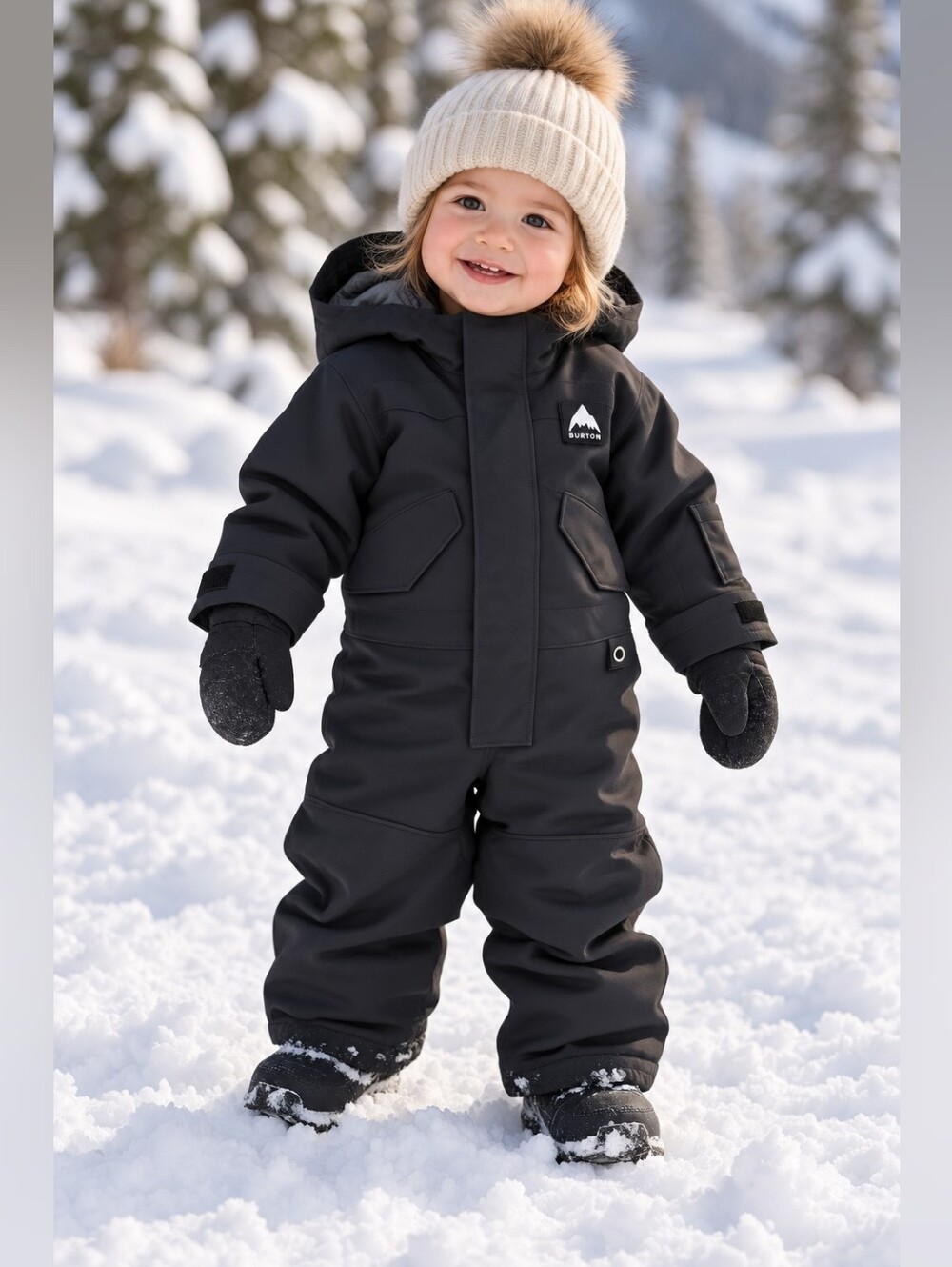 Burton Black Kids Insulated One-Piece Snowboard Suit with Hood